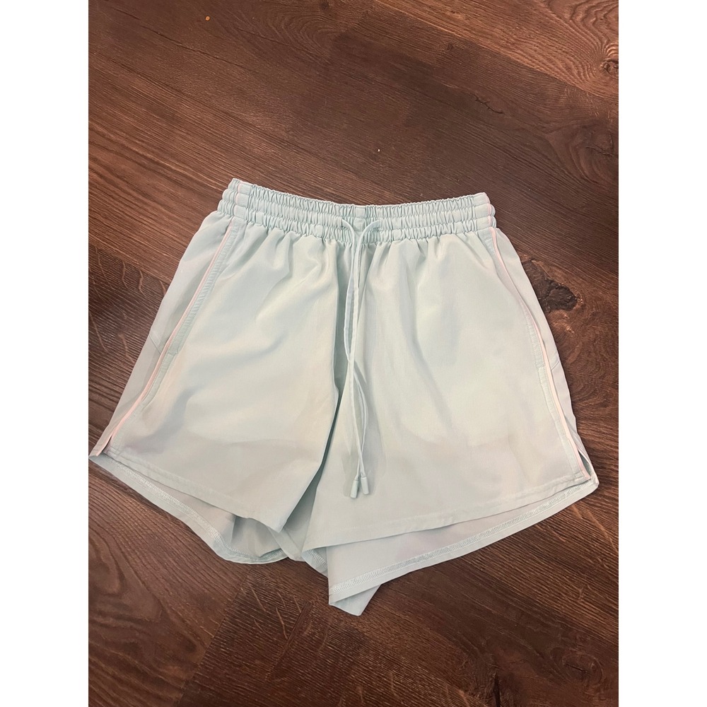 Lululemon Mint Green Smocked High Rise Running Shorts Drawstring Women Size 2